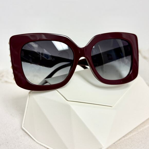 NEW Jimmy Choo JC 5025H Maroon Acetate Frame Gradient Lens Butterfly Sunglasses - Picture 3 of 10